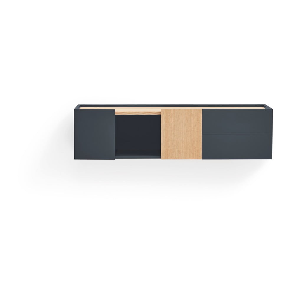 Comodă gri antracit-natural joasă cu aspect de lemn de stejar 110x23 cm Otto – Teulat Comodă gri antracit-natural joasă cu aspect de lemn de stejar 110x23 cm Otto – Teulat