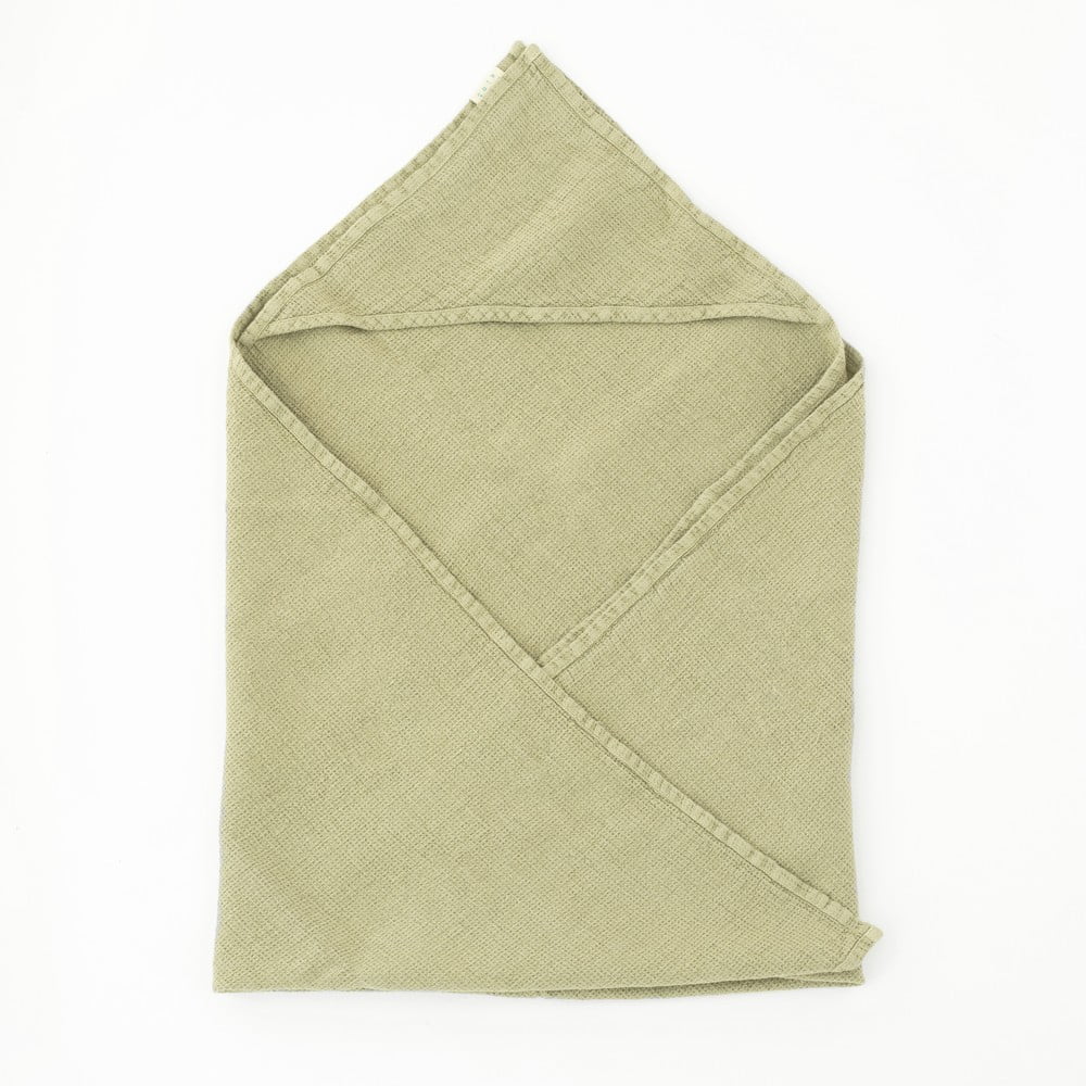 Prosop din in cu glugă pentru copii verde 100x100 cm Waffle - Linen Tales Prosop din in cu glugă pentru copii verde 100x100 cm Waffle - Linen Tales