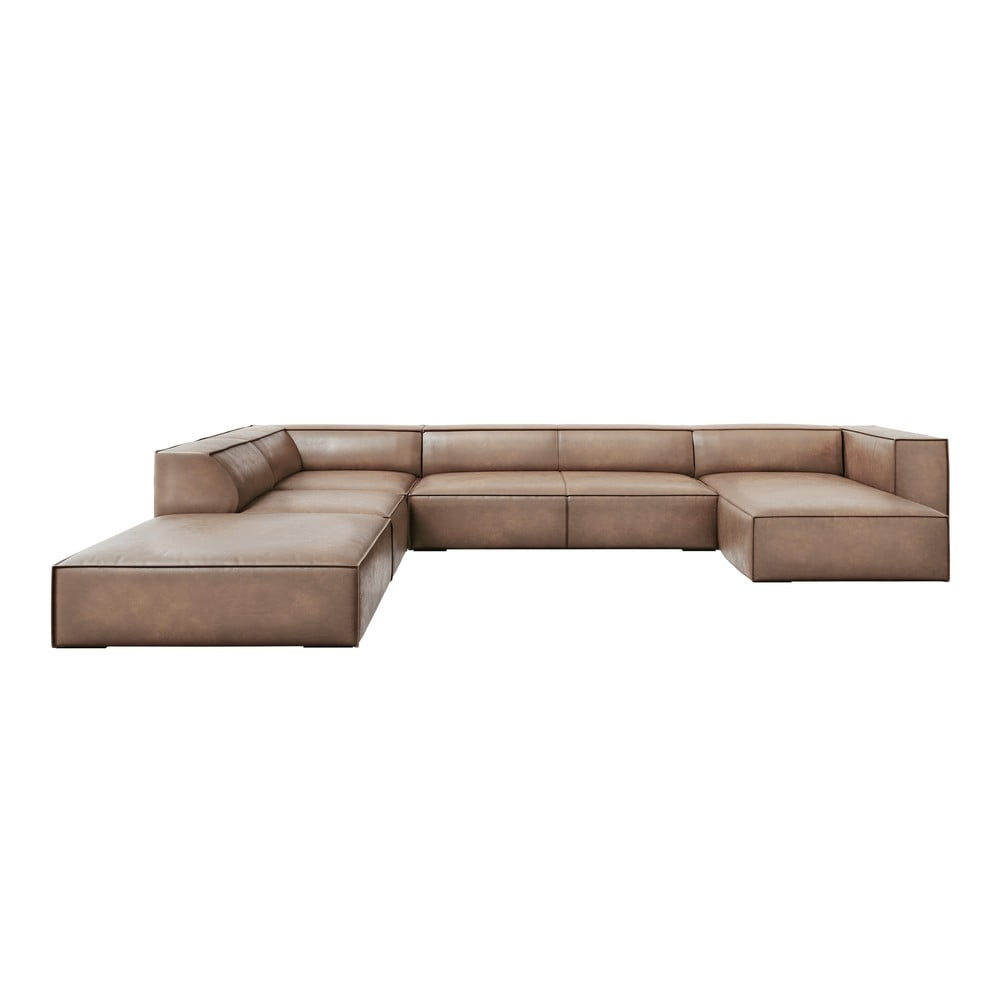 Colțar maro deschis cu tapițerie din piele (cu șezlong pe partea stângă ) Madame – Windsor & Co Sofas Colțar maro deschis cu tapițerie din piele (cu șezlong pe partea stângă ) Madame – Windsor & Co Sofas