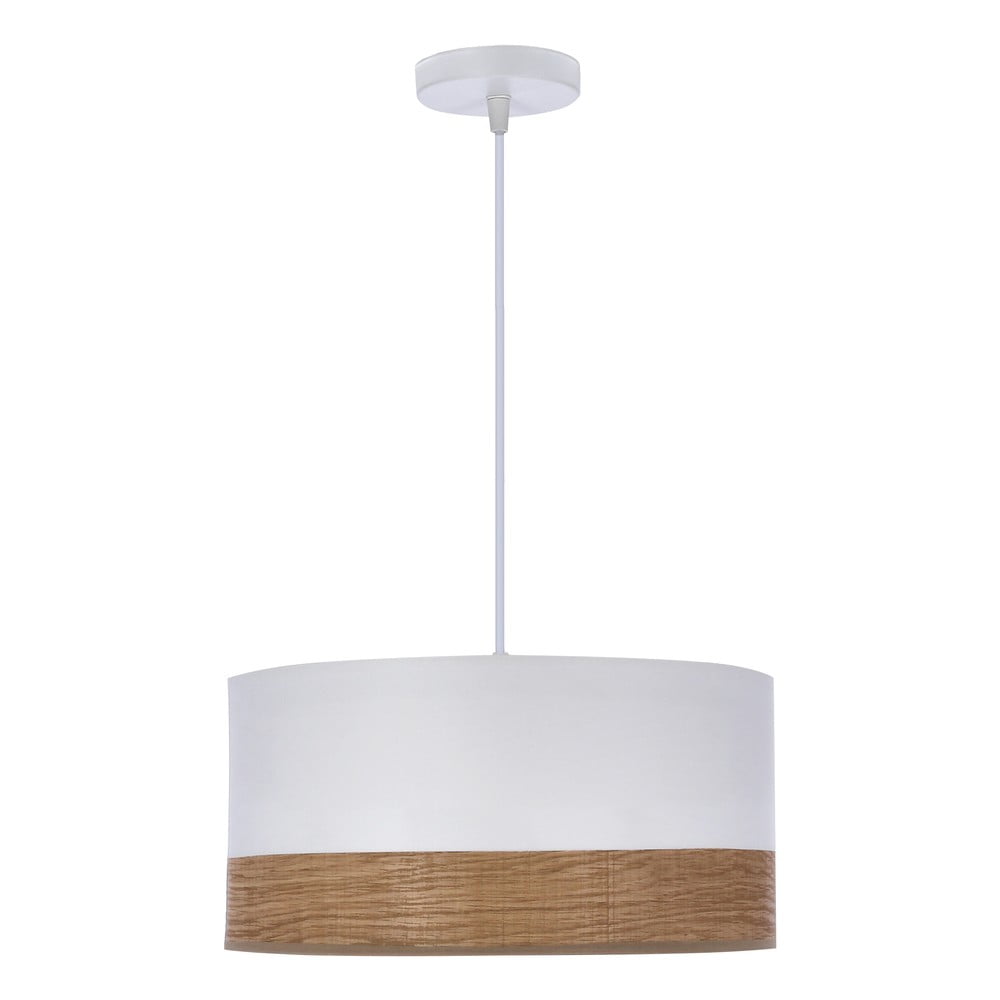 Lustră albă cu furnir și abajur textil ø 30 cm Bianco – Candellux Lighting Lustră albă cu furnir și abajur textil ø 30 cm Bianco – Candellux Lighting