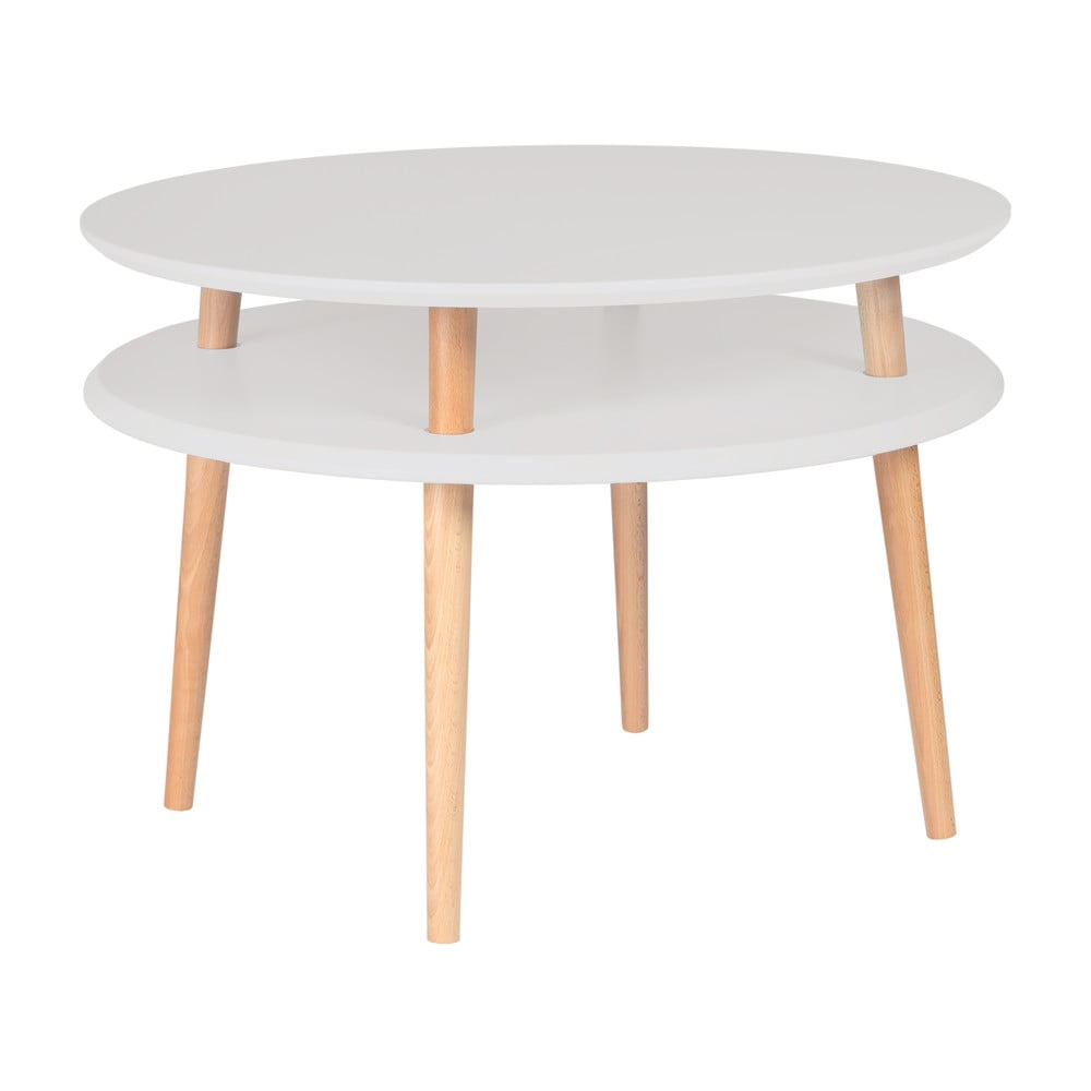 Masă de cafea cu picioare din lemn Ragaba UFO, Ø 70 cm, gri deschis Masă de cafea cu picioare din lemn Ragaba UFO, Ø 70 cm, gri deschis