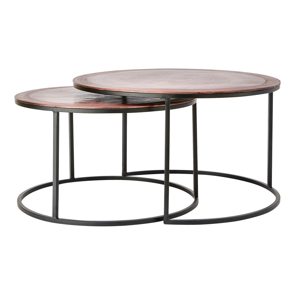 Set 2 măsuțe de cafea arămii din metal ø 75 cm Talca – Light & Living Set 2 măsuțe de cafea arămii din metal ø 75 cm Talca – Light & Living