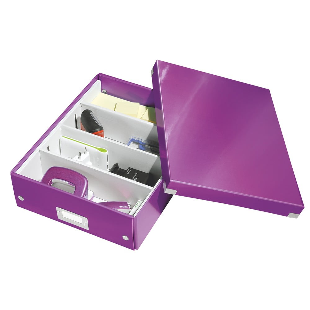 Cutie de depozitare mov din carton cu capac 28x37x10 cm Click&Store – Leitz Cutie de depozitare mov din carton cu capac 28x37x10 cm Click&Store – Leitz