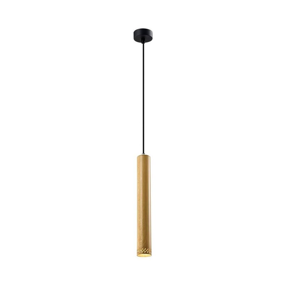 Lustră neagră cu abajur din lemn ø 7 cm Tubo – Candellux Lighting Lustră neagră cu abajur din lemn ø 7 cm Tubo – Candellux Lighting