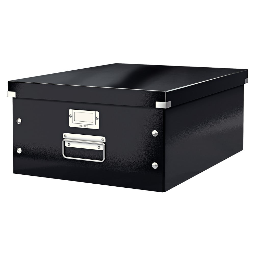 Cutie de depozitare neagră din carton cu capac 37x48x20 cm Click&Store – Leitz Cutie de depozitare neagră din carton cu capac 37x48x20 cm Click&Store – Leitz
