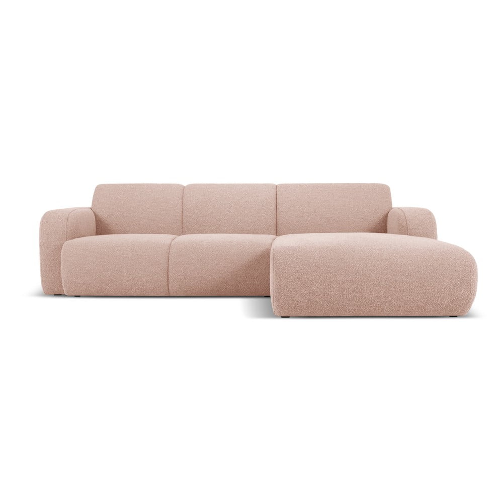 Colțar roz cu tapițerie din stofă bouclé (colț dreapta) Molino – Micadoni Home Colțar roz cu tapițerie din stofă bouclé (colț dreapta) Molino – Micadoni Home