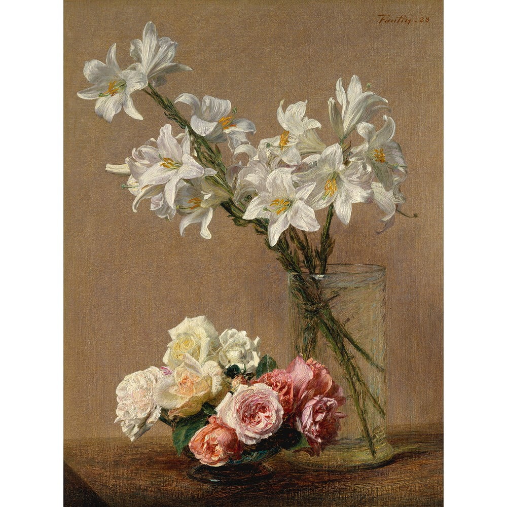 Reproducere tablou Henri Fantin-Latour - Roses and Lilies, 45 x 60 cm Reproducere tablou Henri Fantin-Latour - Roses and Lilies, 45 x 60 cm