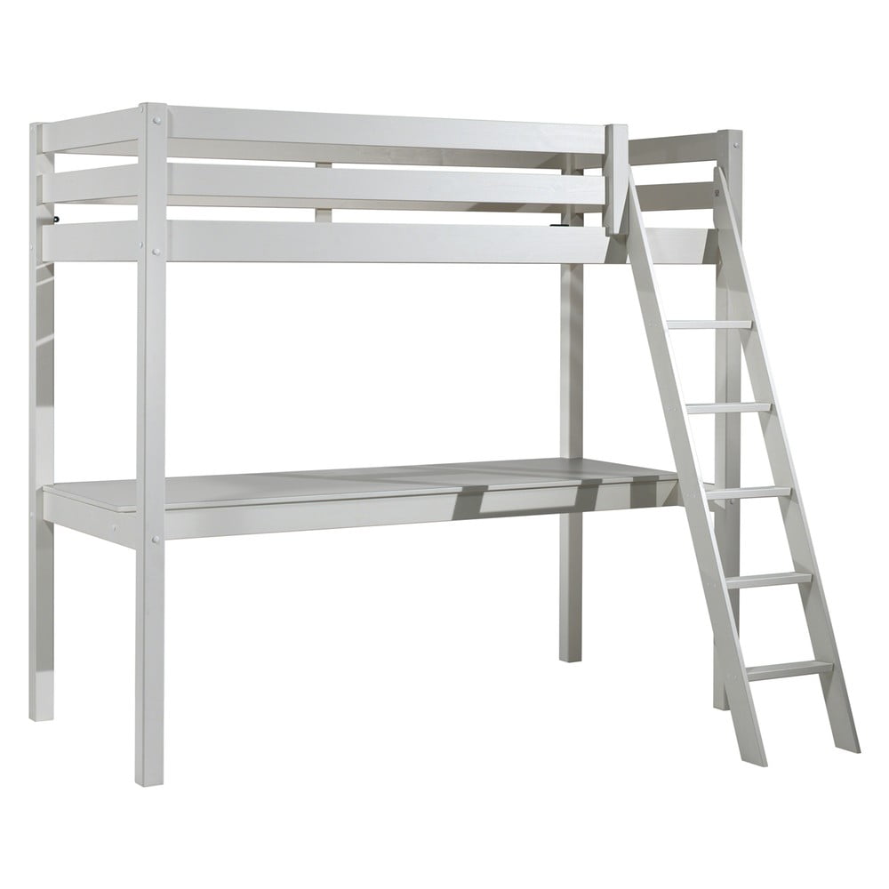 Pat pentru copii alb înalt din lemn masiv de pin 90x200 cm PINO – Vipack Pat pentru copii alb înalt din lemn masiv de pin 90x200 cm PINO – Vipack