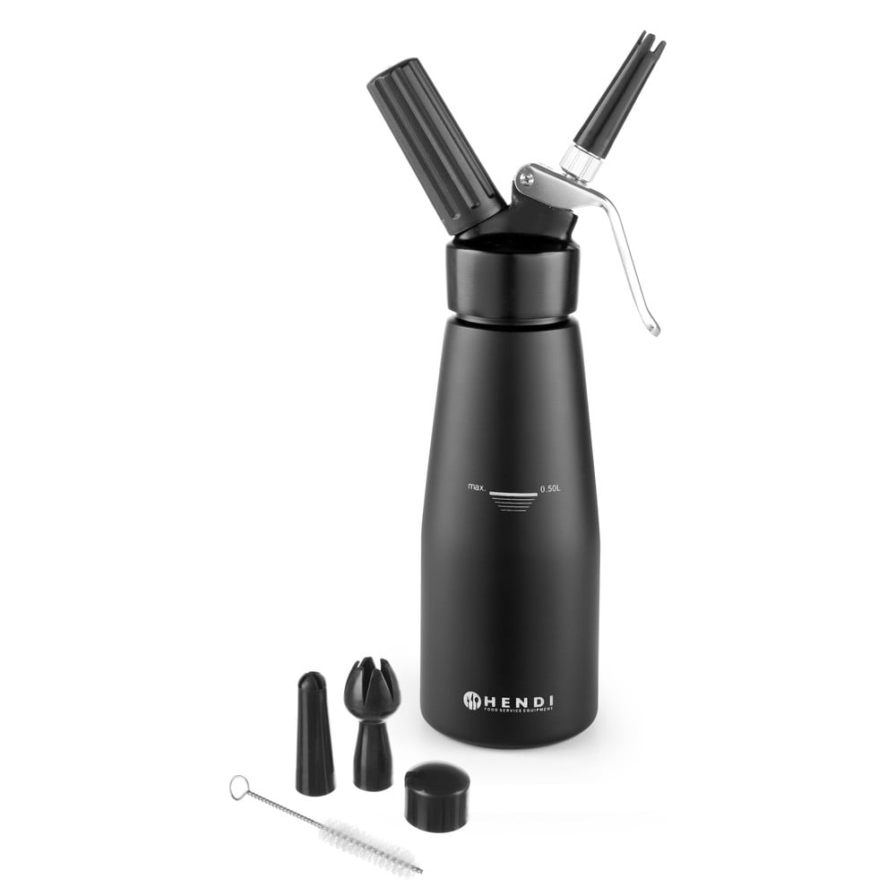 Sticlă din aluminiu pentru frișcă Hendi Kitchen Line, 500 ml, negru Sticlă din aluminiu pentru frișcă Hendi Kitchen Line, 500 ml, negru