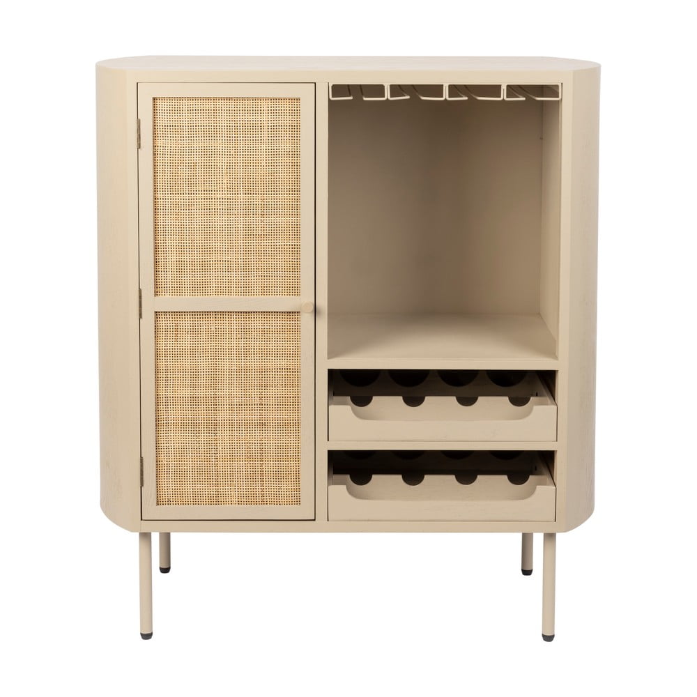 Dulap vinotecă crem din ratan pentru 8 sticle, 90x100 cm Amaya – White Label Dulap vinotecă crem din ratan pentru 8 sticle, 90x100 cm Amaya – White Label