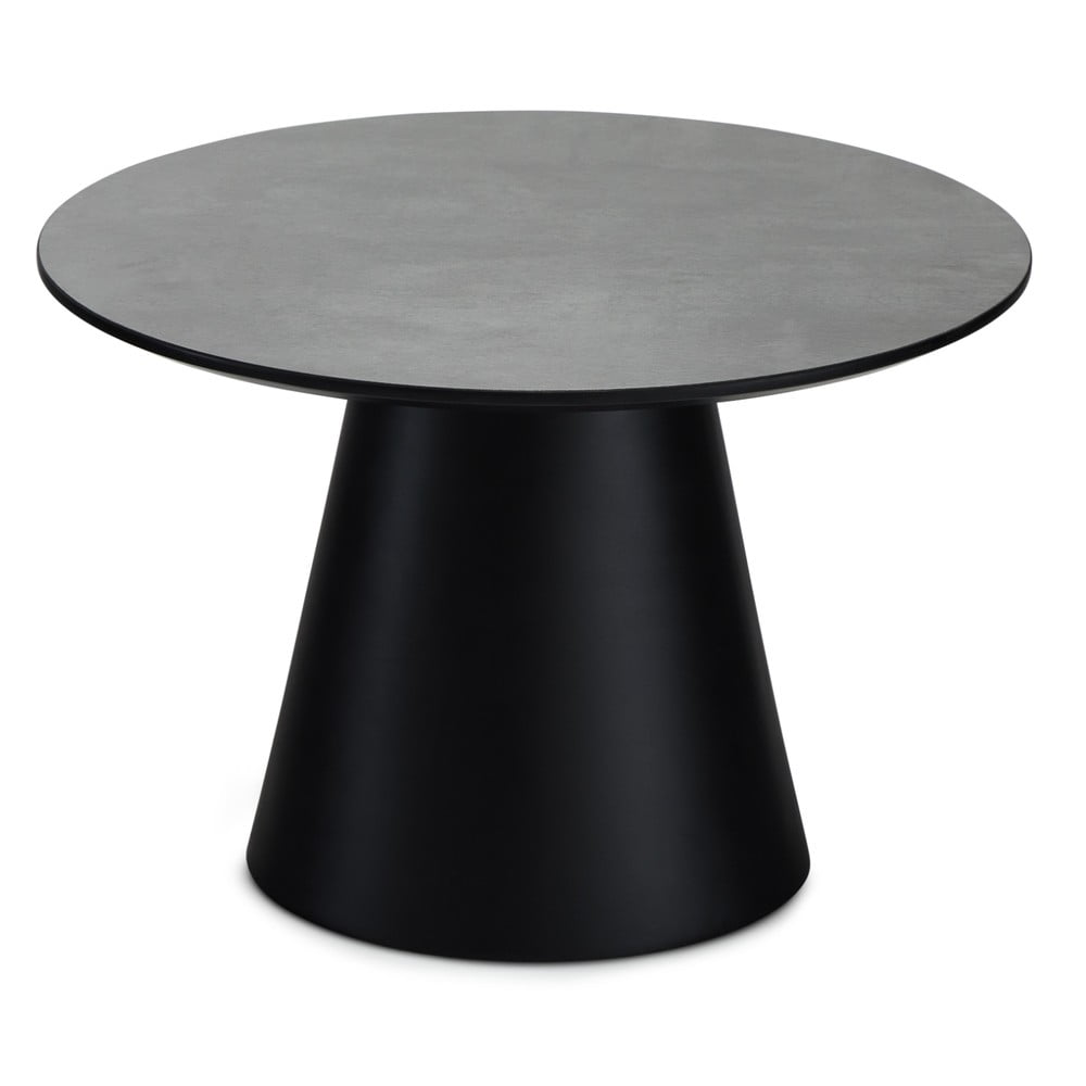 Măsuță de cafea neagră/gri închis cu blat cu aspect de marmură ø 60 cm Tango – Furnhouse Măsuță de cafea neagră/gri închis cu blat cu aspect de marmură ø 60 cm Tango – Furnhouse