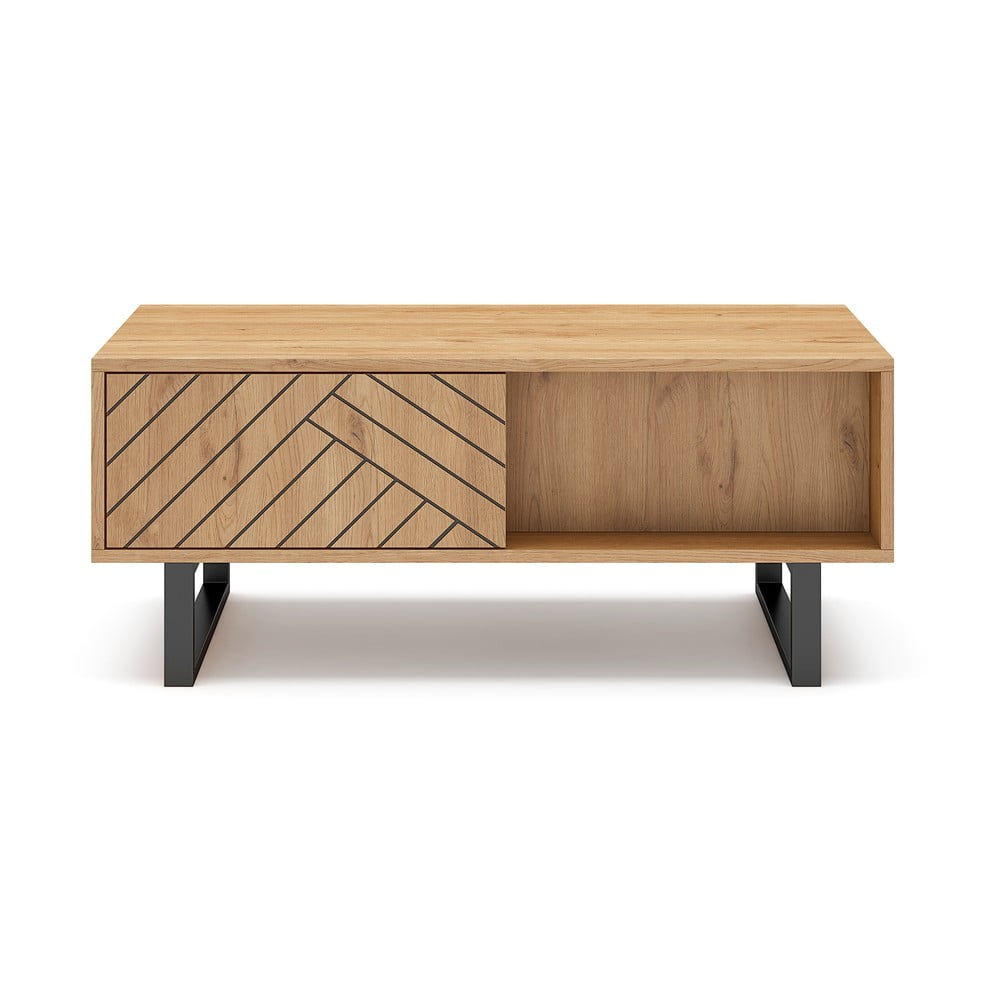 Măsuță de cafea în culoare naturală cu aspect de lemn de stejar 55x110 cm Madona – Marckeric Măsuță de cafea în culoare naturală cu aspect de lemn de stejar 55x110 cm Madona – Marckeric