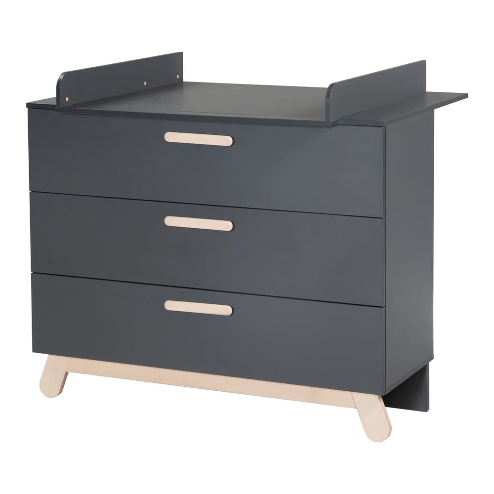 Comodă de copii gri antracit joasă cu masă de schimbat 117x103 cm Jara – Roba Comodă de copii gri antracit joasă cu masă de schimbat 117x103 cm Jara – Roba