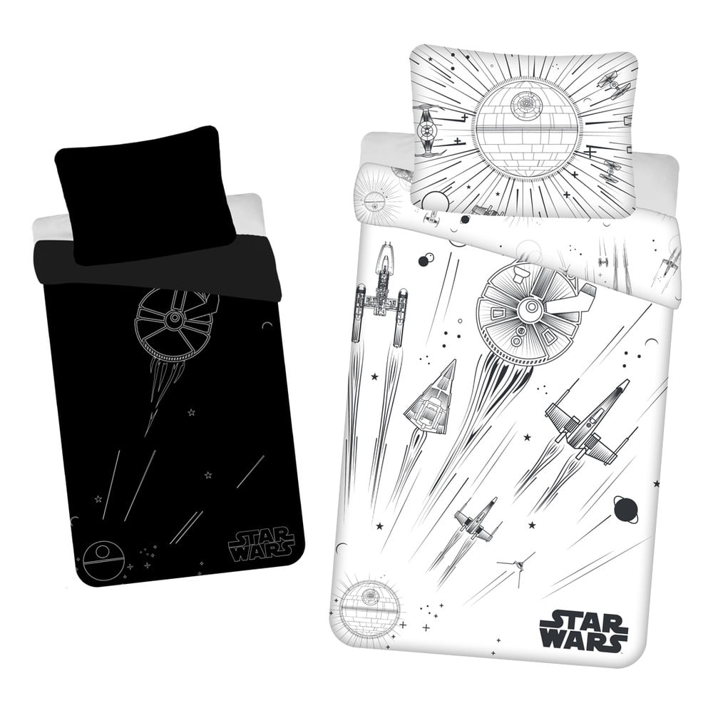 Lenjerie de pat din bumbac fosforescentă pentru copii pentru pat de o persoană 140x200 cm Star Wars – Jerry Fabrics Lenjerie de pat din bumbac fosforescentă pentru copii pentru pat de o persoană 140x200 cm Star Wars – Jerry Fabrics