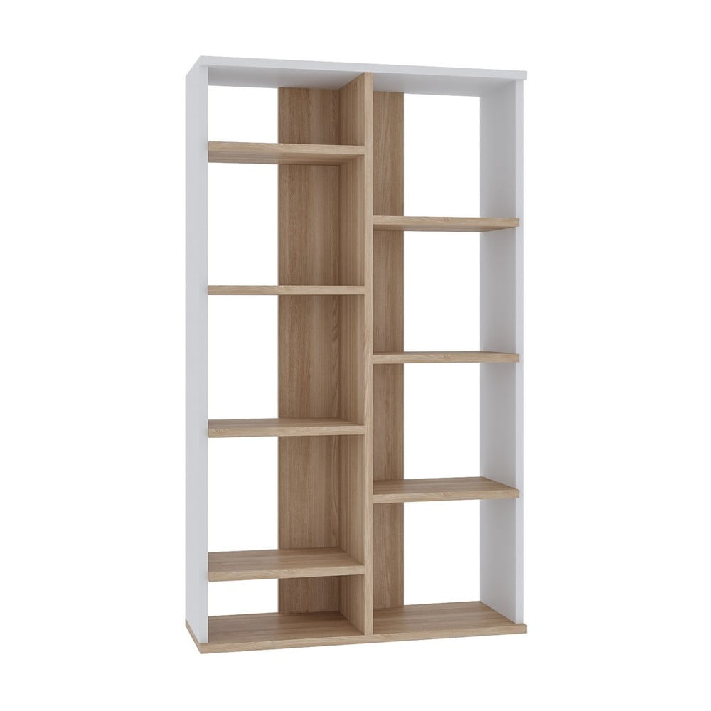 Bibliotecă albă/cu aspect de lemn de stejar 72x124 cm Keota – Kalune Design Bibliotecă albă/cu aspect de lemn de stejar 72x124 cm Keota – Kalune Design