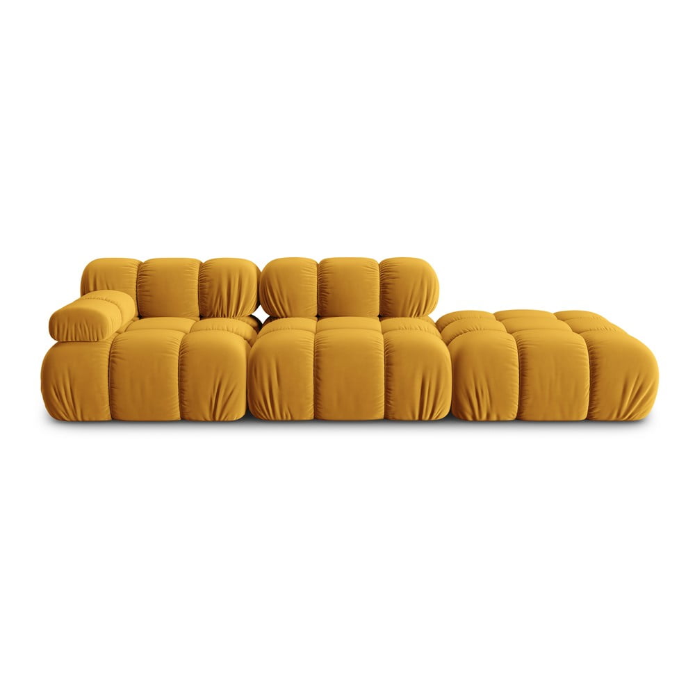 Canapea galbenă cu tapițerie din catifea 282 cm Bellis – Micadoni Home Canapea galbenă cu tapițerie din catifea 282 cm Bellis – Micadoni Home