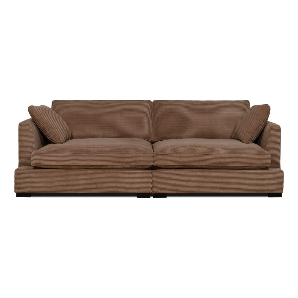 Canapea maro deschis cu tapițerie din catifea reiată 236 cm Mobby – Scandic Canapea maro deschis cu tapițerie din catifea reiată 236 cm Mobby – Scandic
