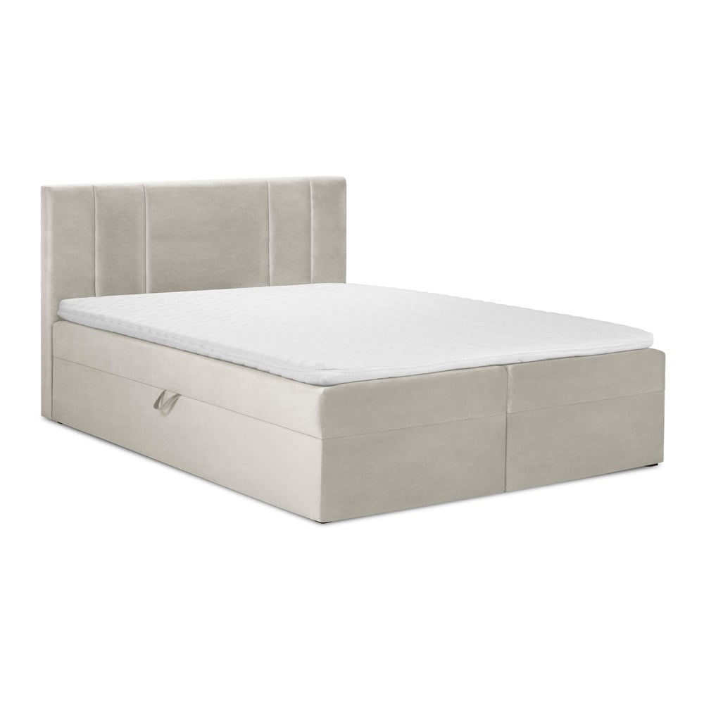 Pat boxspring 180x200 cm bej cu spațiu de depozitare Afra – Mazzini Beds Pat boxspring 180x200 cm bej cu spațiu de depozitare Afra – Mazzini Beds