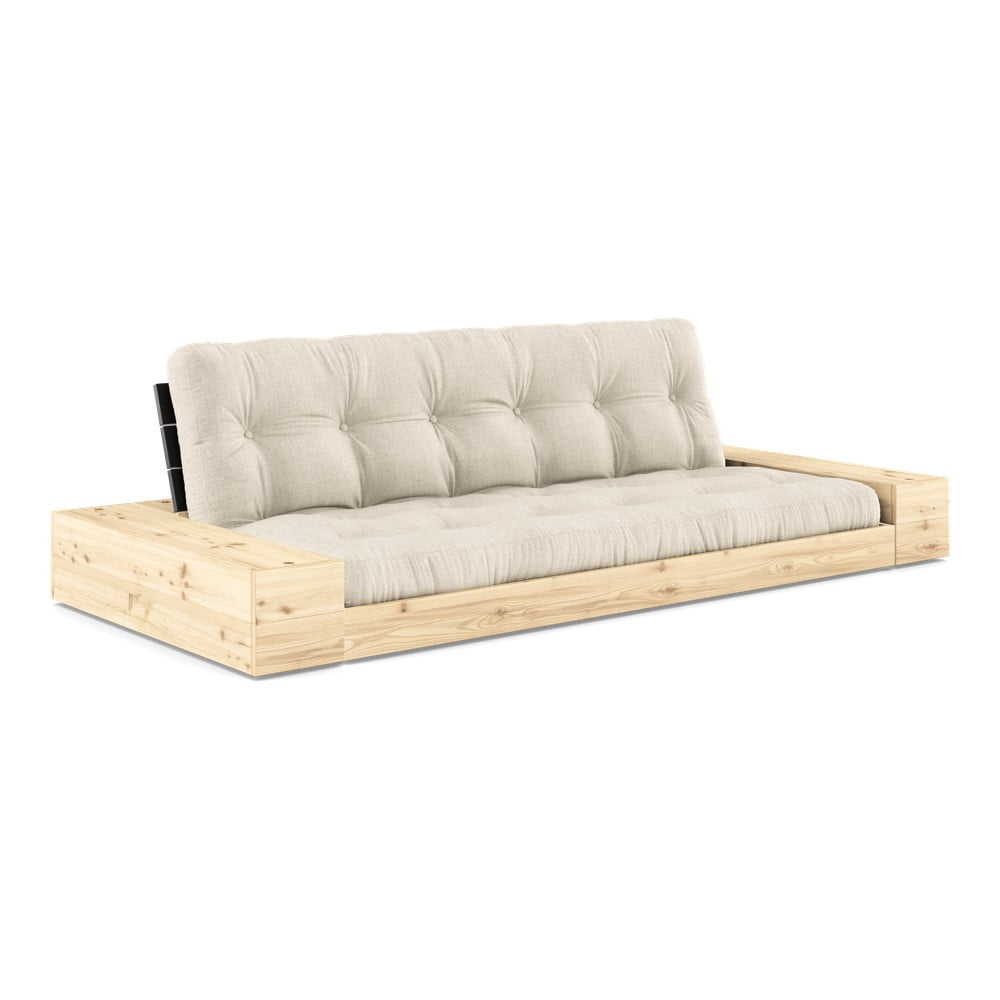 Canapea gri-bej extensibilă cu tapițerie din in 244 cm Base – Karup Design Canapea gri-bej extensibilă cu tapițerie din in 244 cm Base – Karup Design