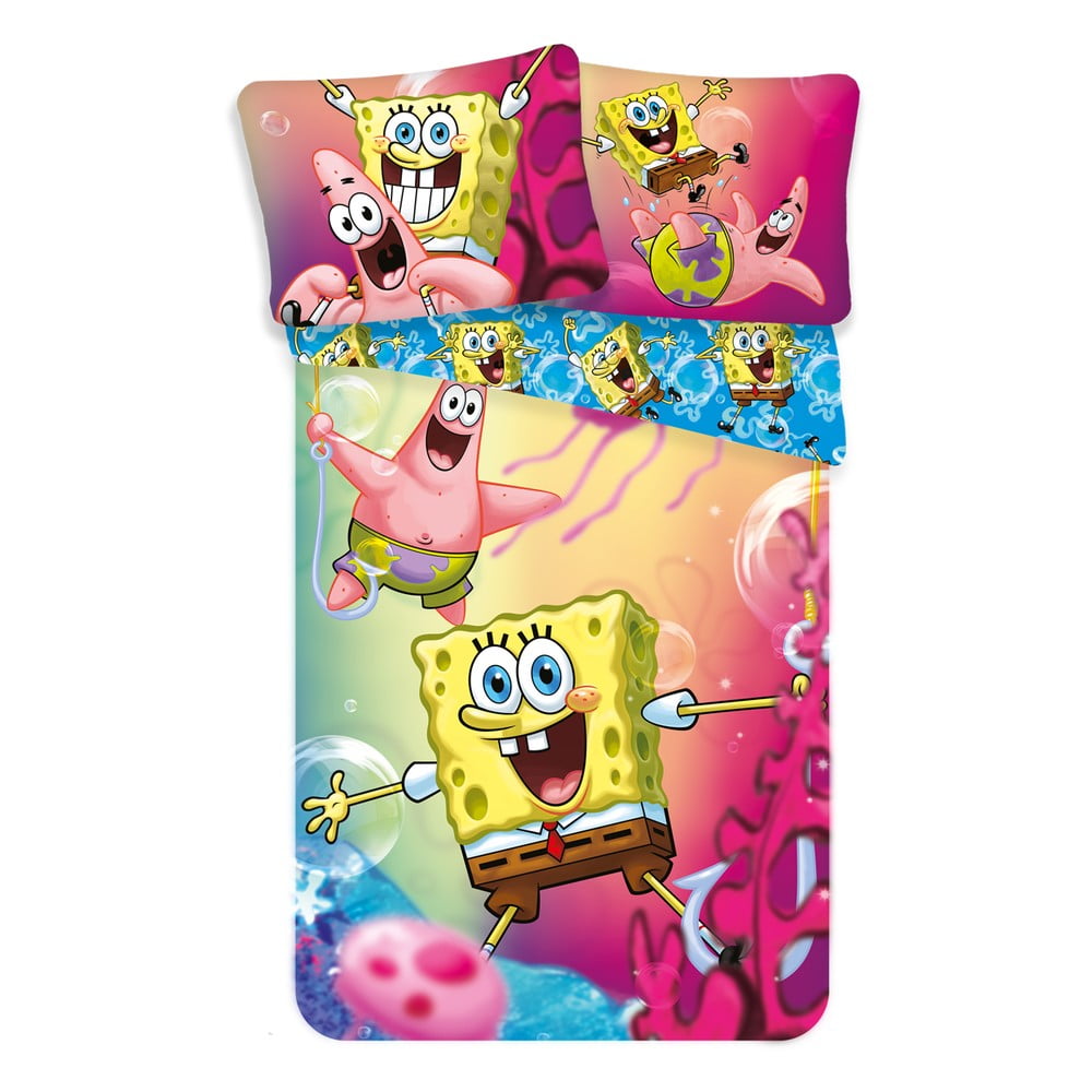 Lenjerie de pat pentru copii din bumbac pentru pat de o persoană 140x200 cm Sponge Bob – Jerry Fabrics Lenjerie de pat pentru copii din bumbac pentru pat de o persoană 140x200 cm Sponge Bob – Jerry Fabrics