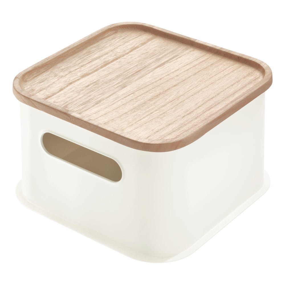 Cutie depozitare cu capac din lemn paulownia iDesign Eco Handled, 21,3 x 21,3 cm, alb Cutie depozitare cu capac din lemn paulownia iDesign Eco Handled, 21,3 x 21,3 cm, alb