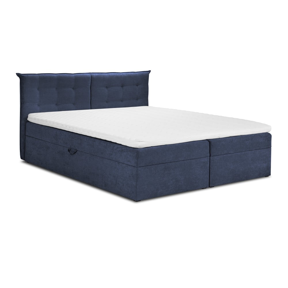 Pat boxspring 200x200 cm albastru închis cu spațiu de depozitare Echaveria – Mazzini Beds Pat boxspring 200x200 cm albastru închis cu spațiu de depozitare Echaveria – Mazzini Beds