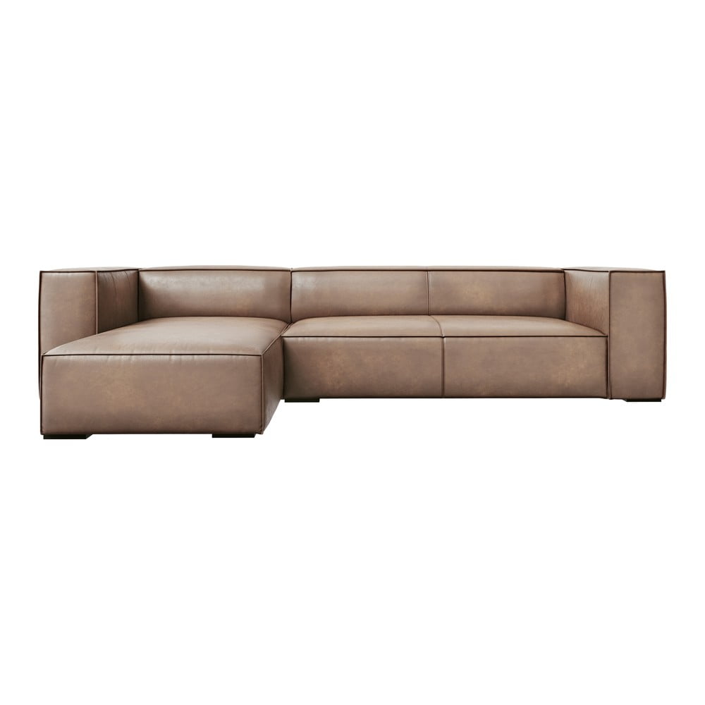 Colțar maro deschis cu tapițerie din piele (cu șezlong pe partea stângă ) Madame – Windsor & Co Sofas Colțar maro deschis cu tapițerie din piele (cu șezlong pe partea stângă ) Madame – Windsor & Co Sofas