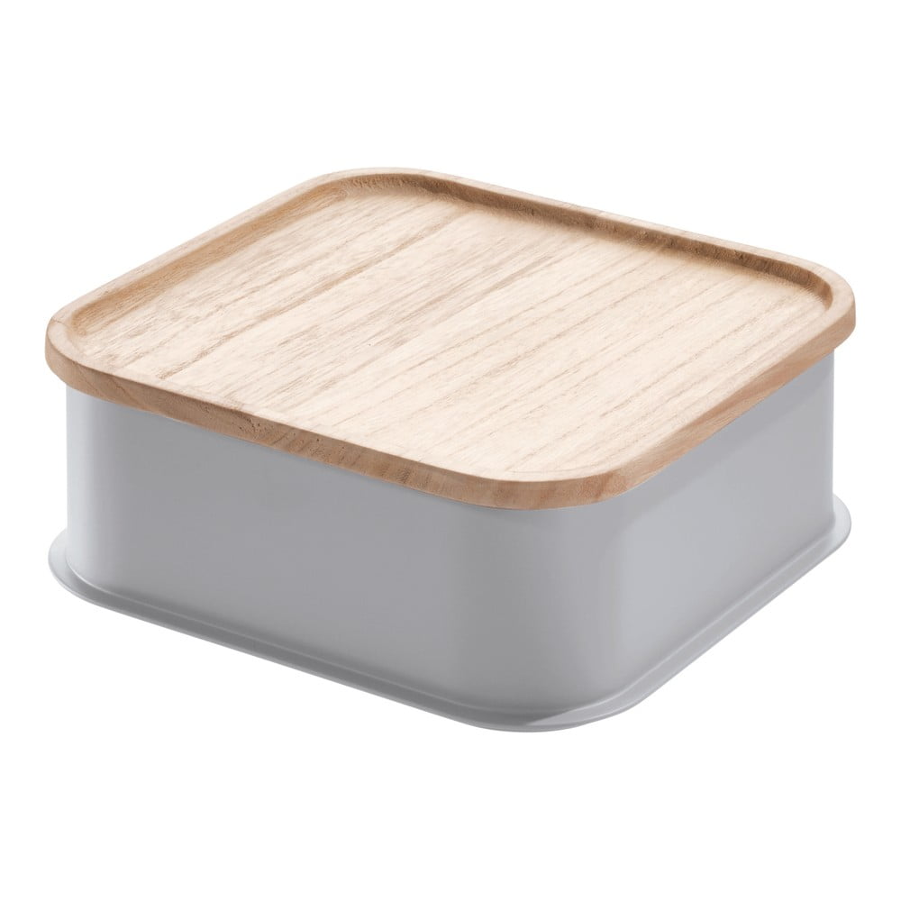 Cutie depozitare cu capac din lemn paulownia iDesign Eco, 21,3 x 21,3 cm, gri Cutie depozitare cu capac din lemn paulownia iDesign Eco, 21,3 x 21,3 cm, gri