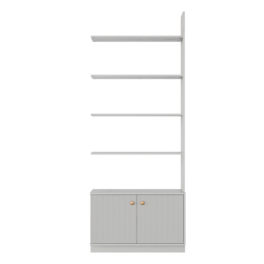 Bibliotecă modulară gri deschis din lemn masiv de pin 78x200 cm Madu – WOOOD Bibliotecă modulară gri deschis din lemn masiv de pin 78x200 cm Madu – WOOOD