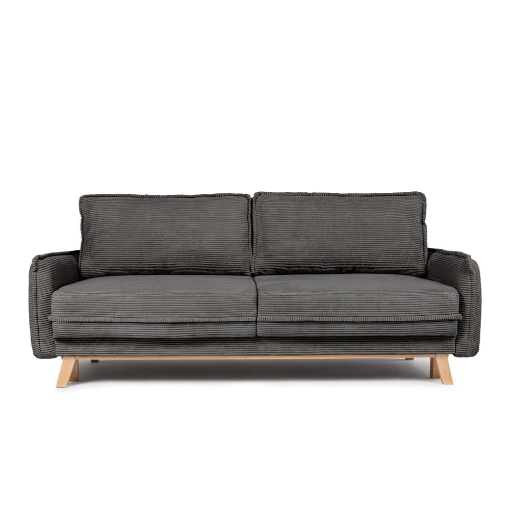 Canapea gri extensibilă cu tapițerie din catifea reiată 218 cm Tori – Bonami Selection Canapea gri extensibilă cu tapițerie din catifea reiată 218 cm Tori – Bonami Selection