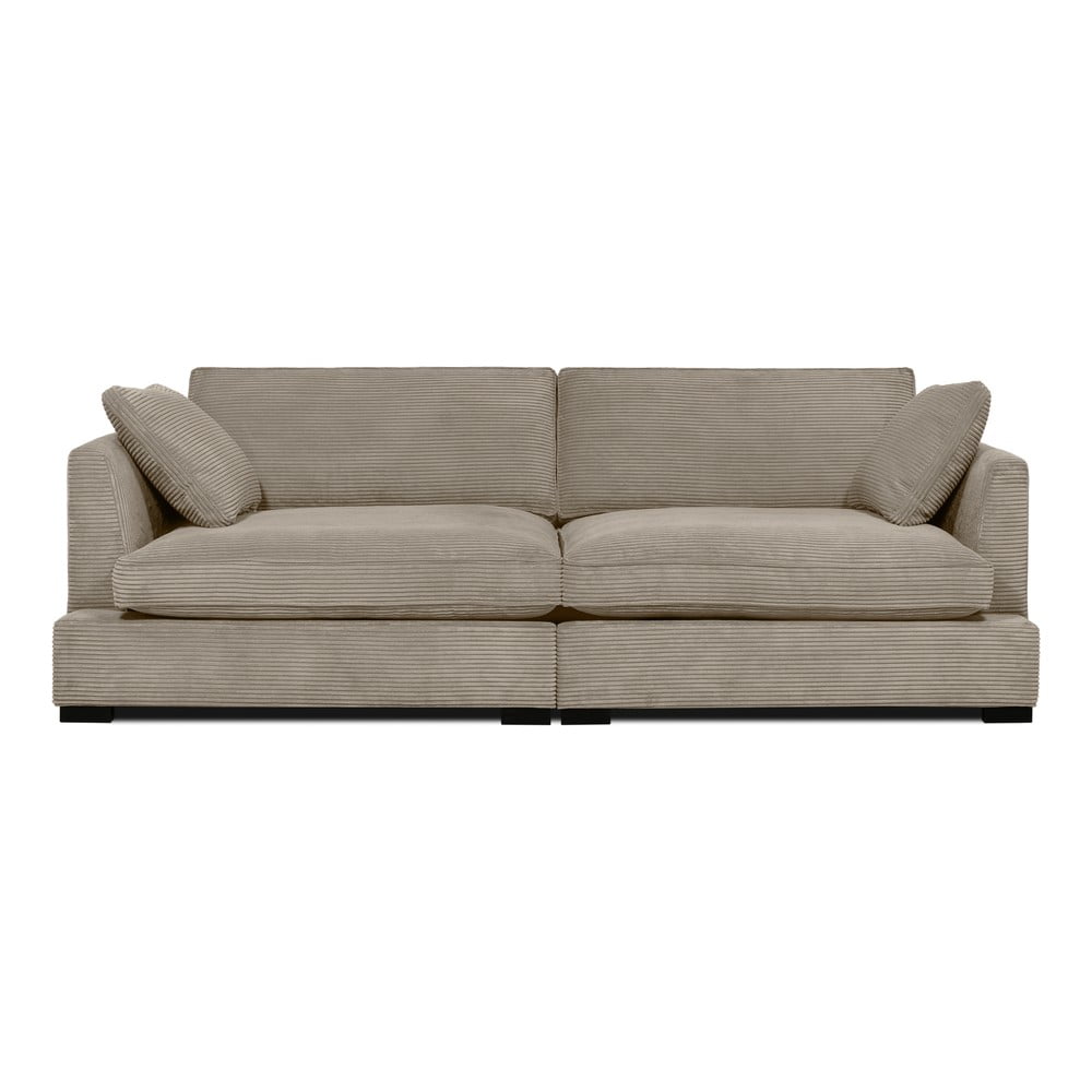 Canapea bej cu tapițerie din catifea reiată 236 cm Mobby – Scandic Canapea bej cu tapițerie din catifea reiată 236 cm Mobby – Scandic
