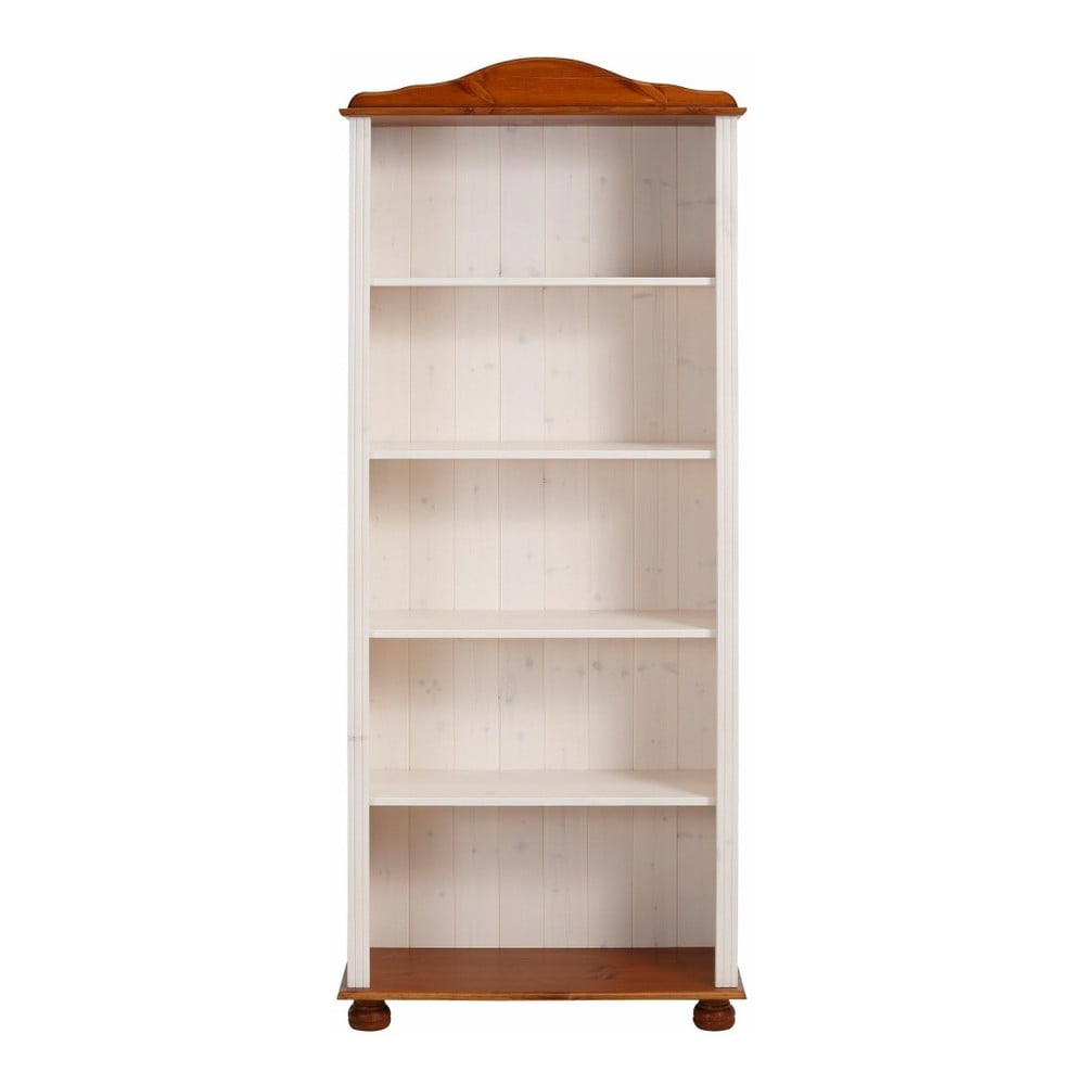 Bibliotecă albă/în culoare naturală din lemn masiv de pin 70x181 cm Ella – Støraa Bibliotecă albă/în culoare naturală din lemn masiv de pin 70x181 cm Ella – Støraa