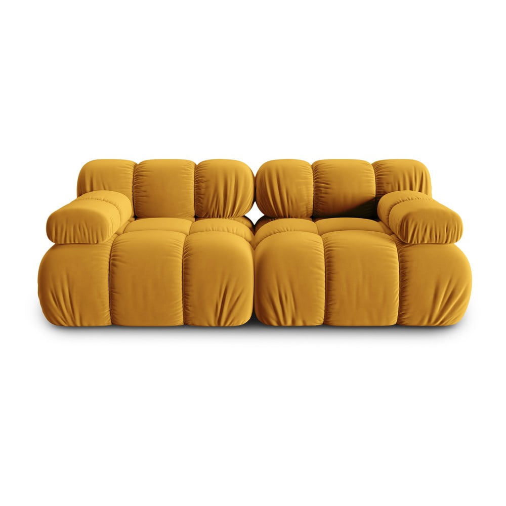 Canapea galbenă cu tapițerie din catifea 188 cm Bellis – Micadoni Home Canapea galbenă cu tapițerie din catifea 188 cm Bellis – Micadoni Home
