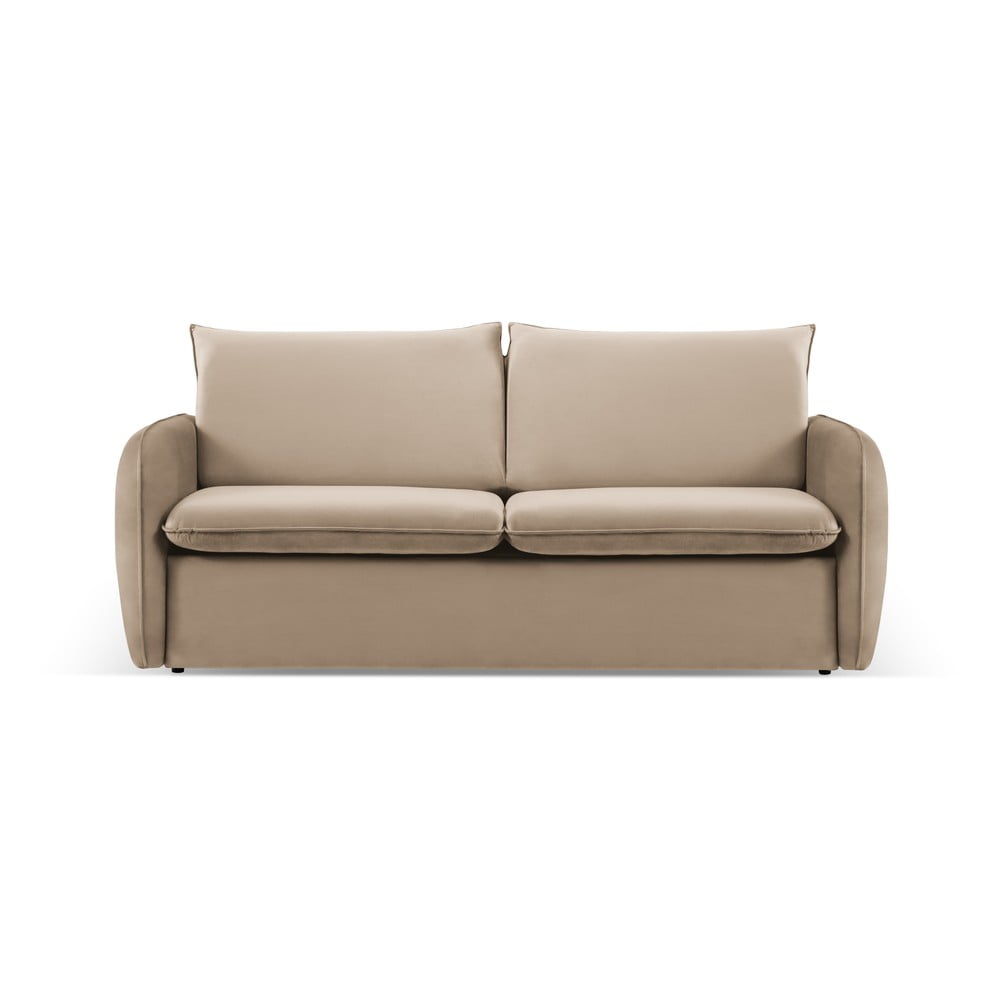 Canapea bej extensibilă cu tapițerie din catifea 194 cm Vienna – Cosmopolitan Design Canapea bej extensibilă cu tapițerie din catifea 194 cm Vienna – Cosmopolitan Design