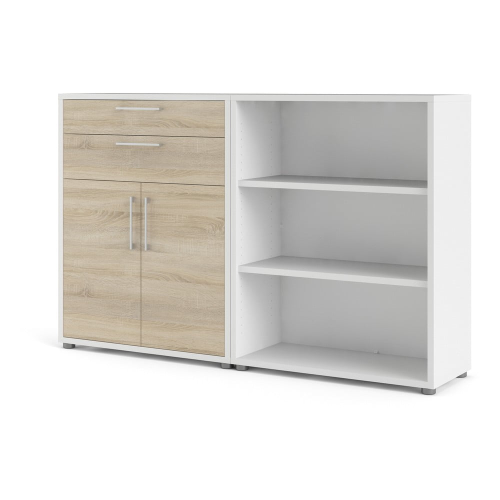 Bibliotecă modulară albă/cu aspect de lemn de stejar 178x113 cm Prima – Tvilum Bibliotecă modulară albă/cu aspect de lemn de stejar 178x113 cm Prima – Tvilum