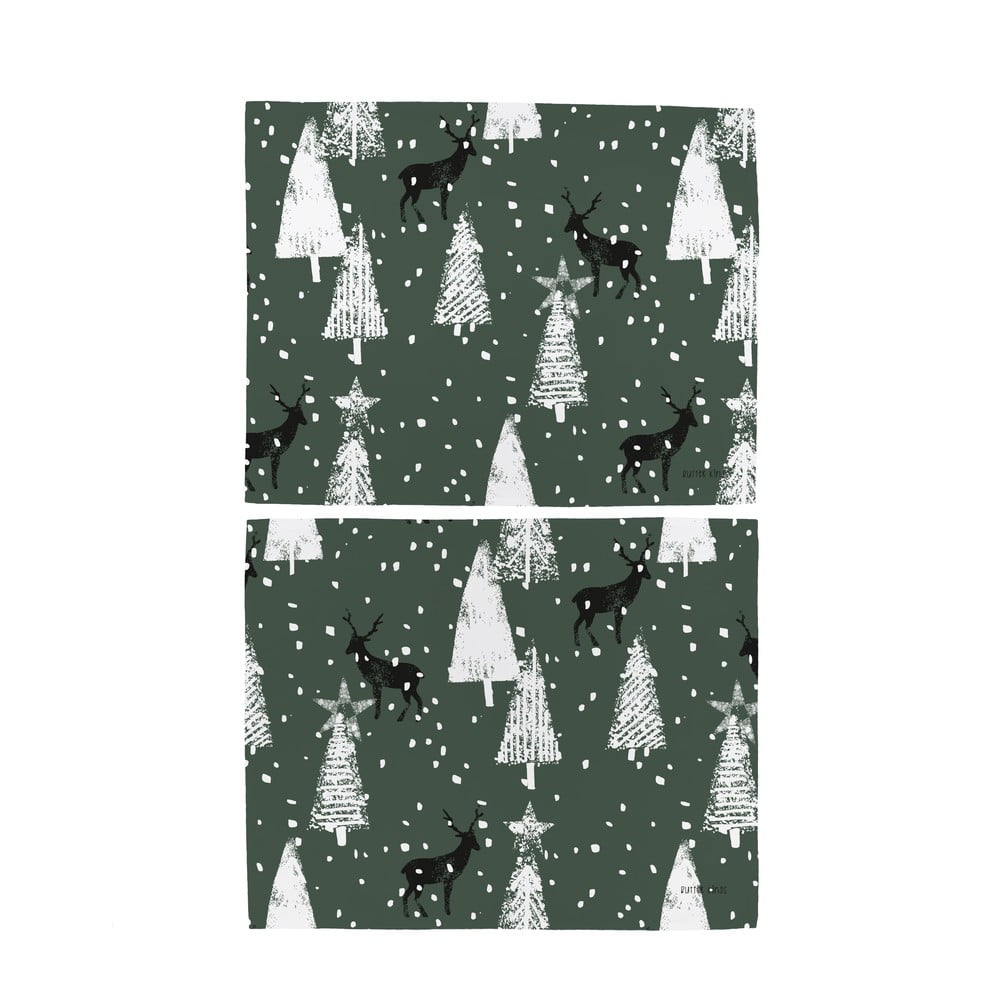 Suport pentru farfurii 2 buc. din material textil 35x45 cm cu model de Crăciun Deer in the Forest – Butter Kings Suport pentru farfurii 2 buc. din material textil 35x45 cm cu model de Crăciun Deer in the Forest – Butter Kings