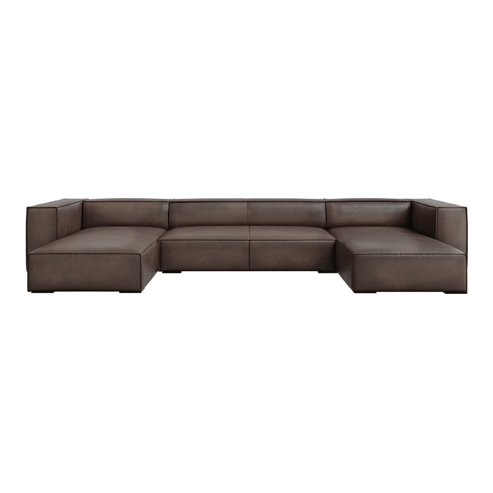 Colțar maro cu tapițerie din piele (în formă de "U") Madame – Windsor & Co Sofas Colțar maro cu tapițerie din piele (în formă de "U") Madame – Windsor & Co Sofas
