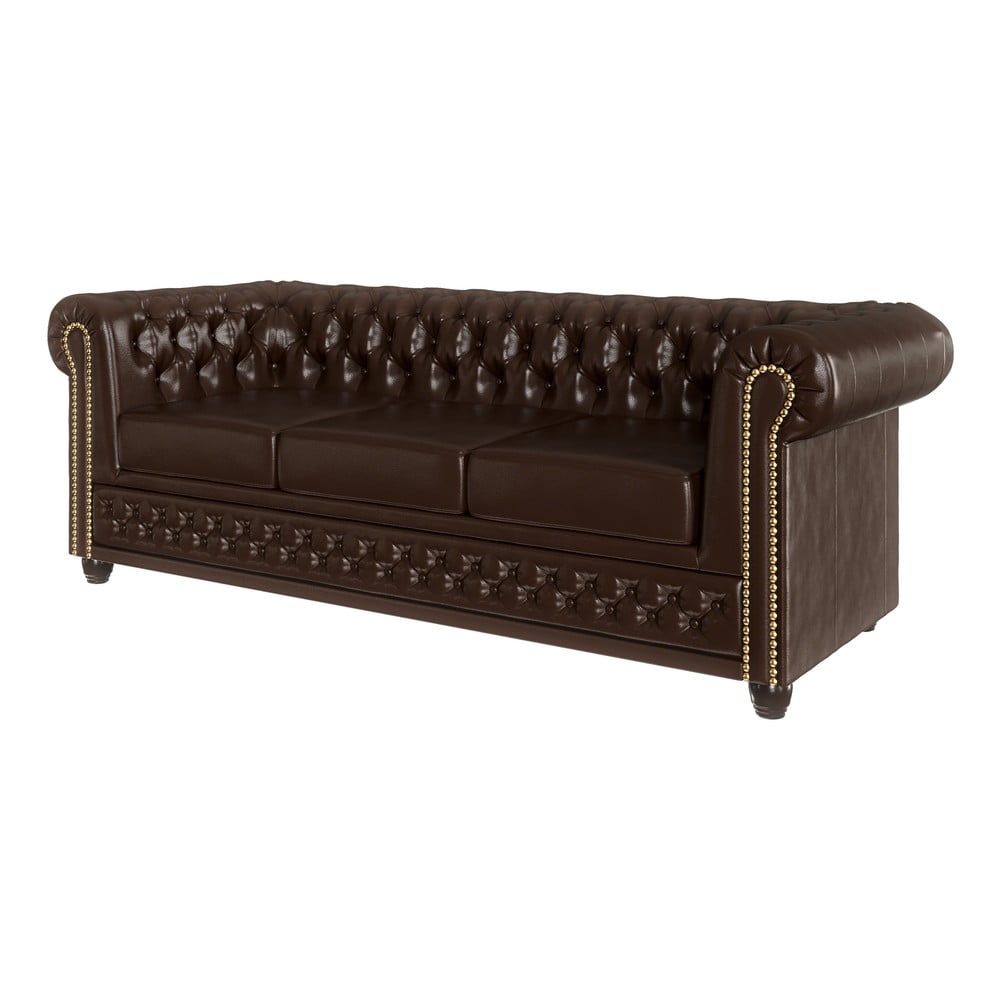 Canapea maro închis cu tapițerie din imitație de piele 203 cm York – Ropez Canapea maro închis cu tapițerie din imitație de piele 203 cm York – Ropez