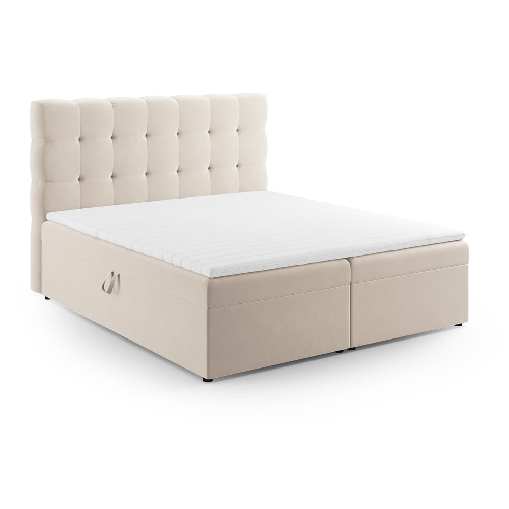 Pat boxspring bej cu spațiu de depozitare 180x200 cm Bali – Cosmopolitan Design Pat boxspring bej cu spațiu de depozitare 180x200 cm Bali – Cosmopolitan Design