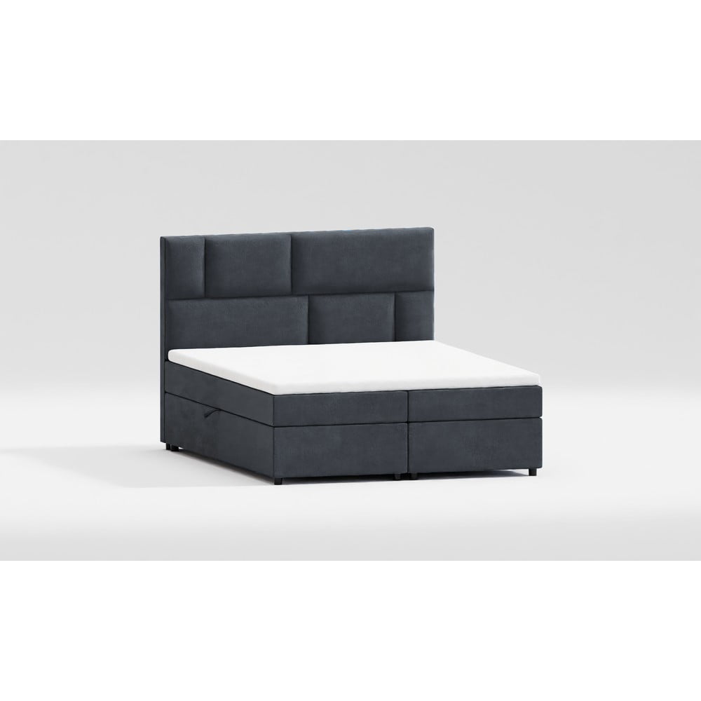 Pat boxspring gri închis cu spațiu de depozitare 180x200 cm Lola – Ropez Pat boxspring gri închis cu spațiu de depozitare 180x200 cm Lola – Ropez