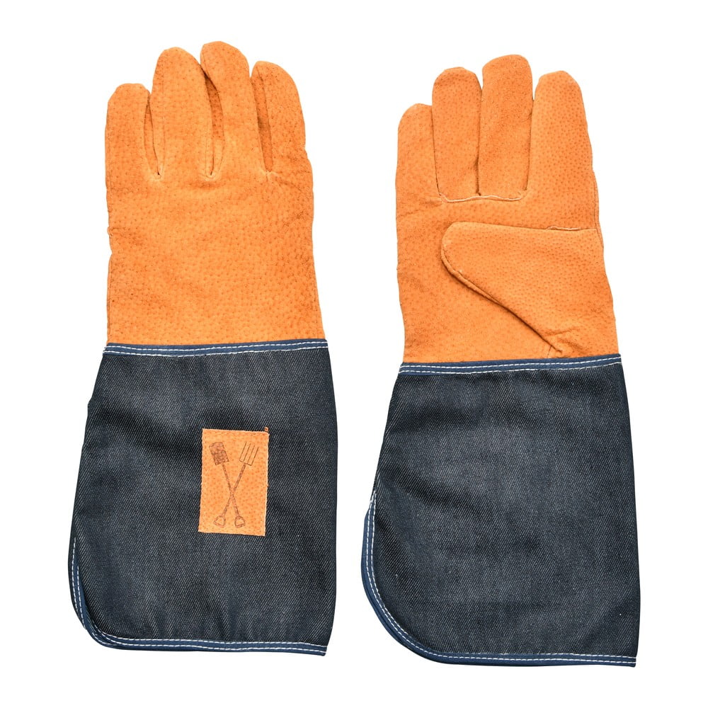 Mănuși de grădină cu protecție pentru încheietură Denim Design Esschert, albastru-portocaliu Mănuși de grădină cu protecție pentru încheietură Denim Design Esschert, albastru-portocaliu