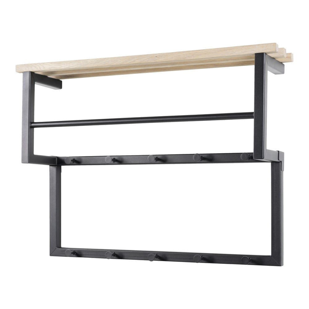 Cuier de perete negru-natural cu raft din metal Rizzoli – Spinder Design Cuier de perete negru-natural cu raft din metal Rizzoli – Spinder Design