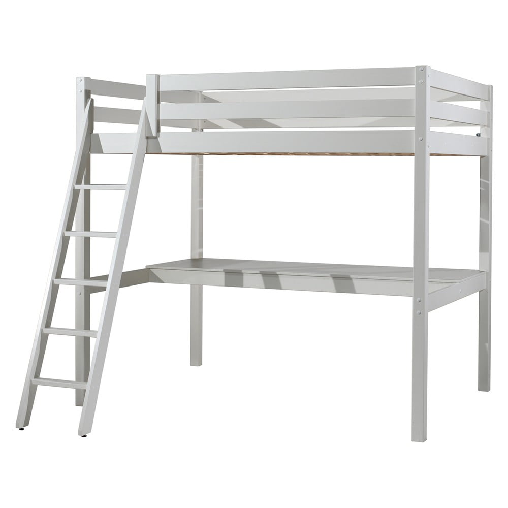 Pat pentru copii alb înalt din lemn masiv de pin 140x200 cm PINO – Vipack Pat pentru copii alb înalt din lemn masiv de pin 140x200 cm PINO – Vipack