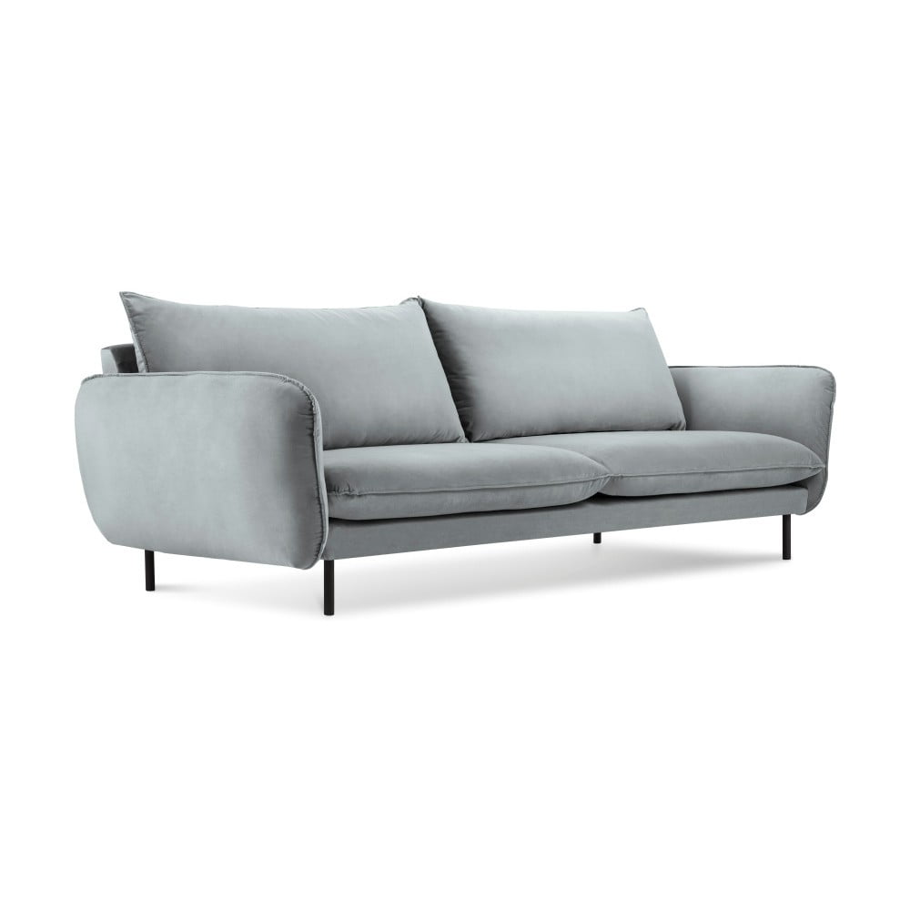 Canapea țesătură catifea Cosmopolitan Design Vienna, 230 cm, gri deschis Canapea țesătură catifea Cosmopolitan Design Vienna, 230 cm, gri deschis
