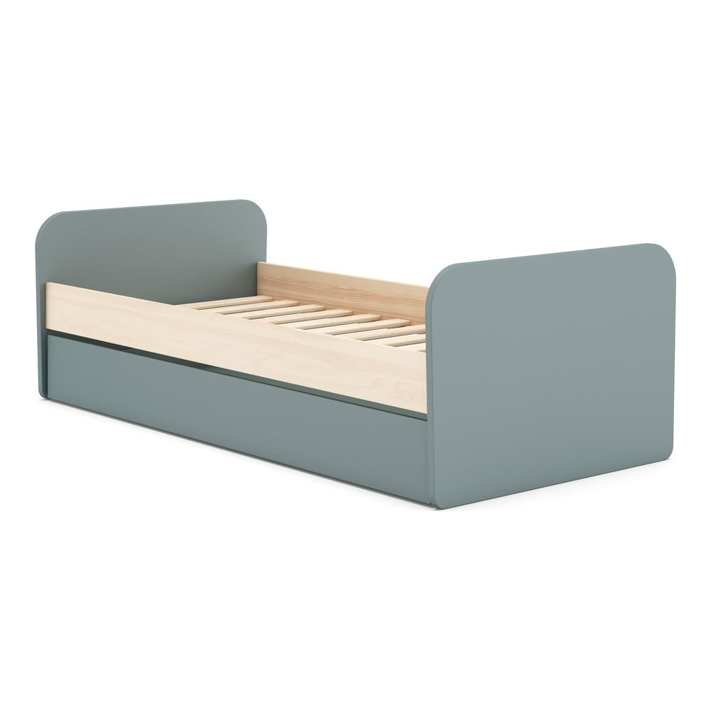 Pat pentru copii cu extensie verde/cu aspect de lemn de pin 90x200 cm Esteban – Marckeric Pat pentru copii cu extensie verde/cu aspect de lemn de pin 90x200 cm Esteban – Marckeric