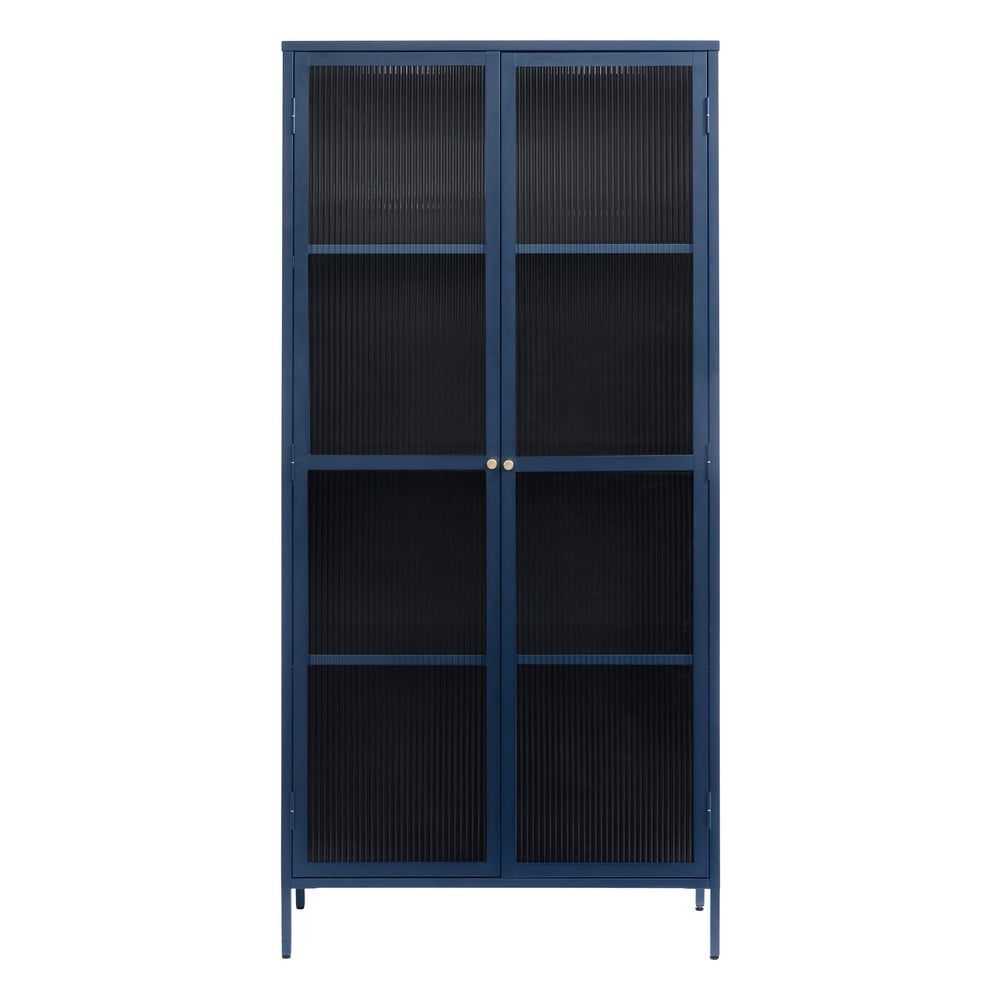 Vitrină albastru-închis din metal 90x190 cm Bronco – Unique Furniture Vitrină albastru-închis din metal 90x190 cm Bronco – Unique Furniture