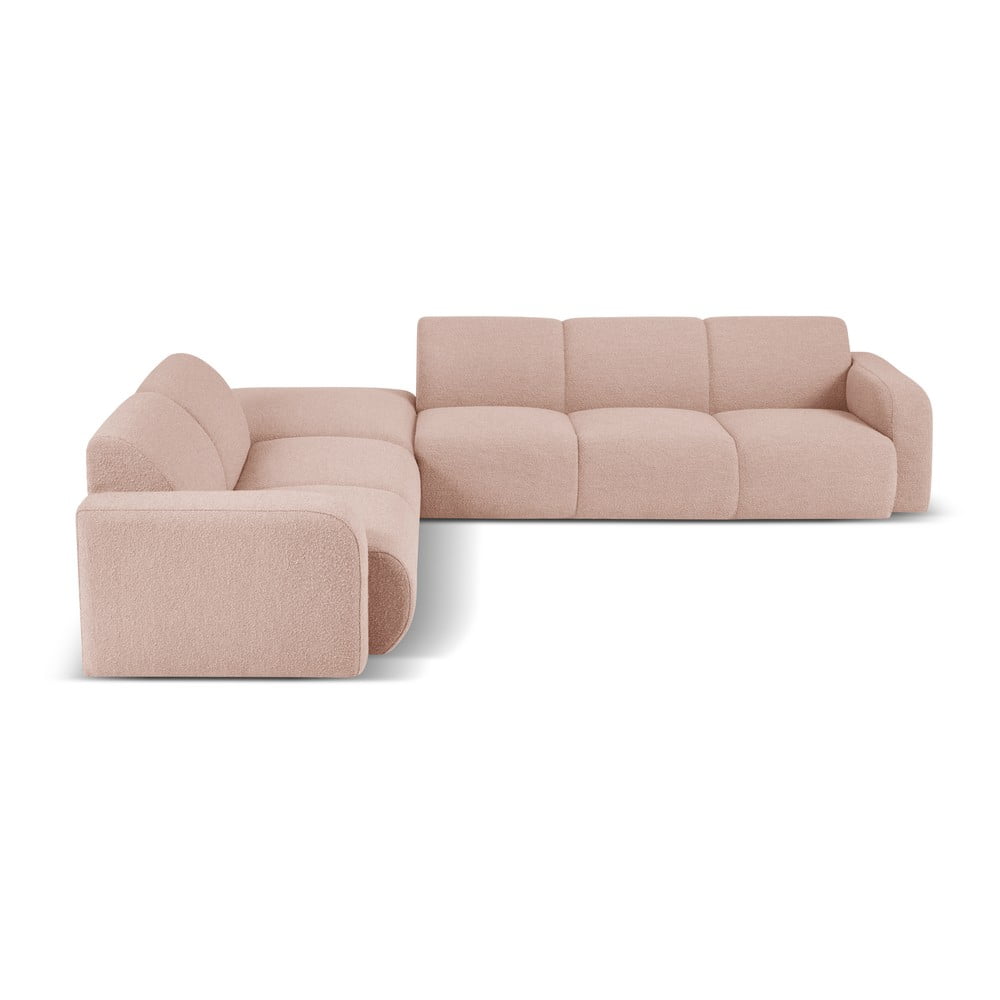 Colțar roz cu tapițerie din stofă bouclé (colț stânga) Molino – Micadoni Home Colțar roz cu tapițerie din stofă bouclé (colț stânga) Molino – Micadoni Home