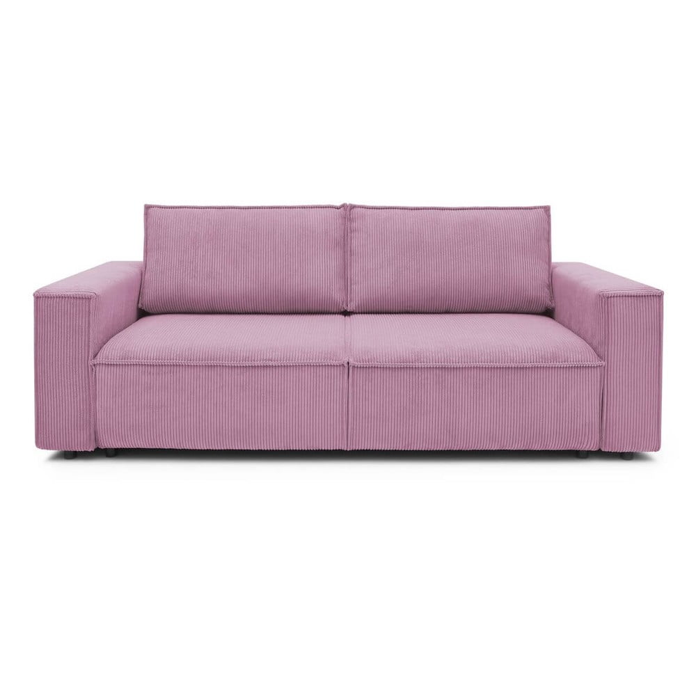 Canapea roz extensibilă cu tapițerie din catifea reiată 245 cm Nihad – Bobochic Paris Canapea roz extensibilă cu tapițerie din catifea reiată 245 cm Nihad – Bobochic Paris