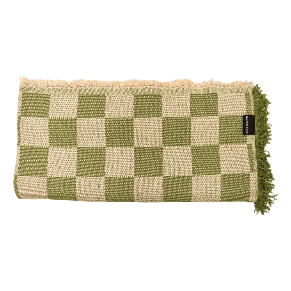 Cuvertură verde/bej pentru pat dublu 240x240 cm Green Checkerboard – Really Nice Things Cuvertură verde/bej pentru pat dublu 240x240 cm Green Checkerboard – Really Nice Things