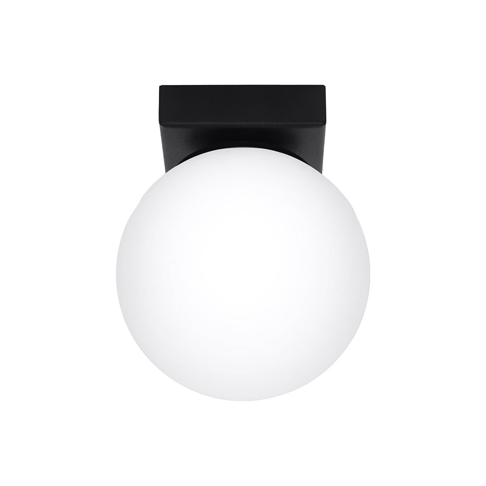 Plafonieră neagră cu abajur din sticlă ø 12 cm Umerta – Nice Lamps Plafonieră neagră cu abajur din sticlă ø 12 cm Umerta – Nice Lamps